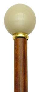 Unisex Knob Handle Ivory Ball Cherry Hardwood Cane  