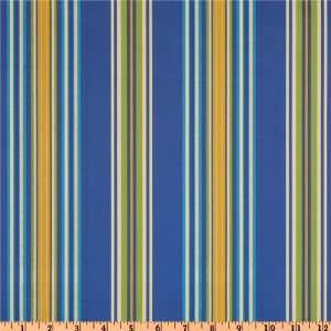  54 Wide Carver Stripe Lapis Blue/Yellow/Green Fabric By 