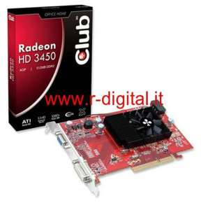 SCHEDA VIDEO AGP ATI RADEON CLUB 3D HD3450 512MB HD 3450 512 VGA DVI 