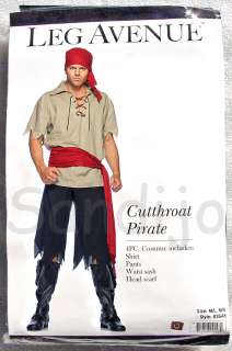 Mens 4 Piece CUTTHROAT PIRATE Costume Sizes S/M to XL 714718425474 