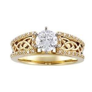 14K Yellow Gold Diamond Celtic Style Engagement Ring Semimount   0.16 
