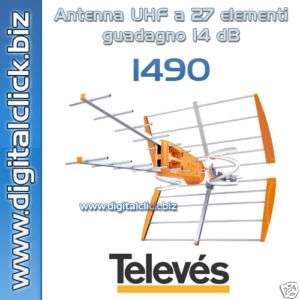 ANTENNA UHF A 27 ELEMENTI. GUADAGNO 15 DB. TELEVES 1490  
