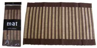 Set of 6 Chocolate Stripe Placemats  Ribbed 100% Cotton  