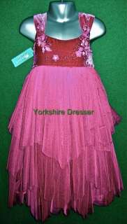 New MONSOON Girls Dark Pink IRIS Party Bridesmaid Dress  