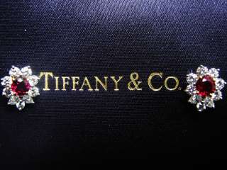 Tiffany & Co PLAT Gem Ruby Diamond Earrings 1.63CT  