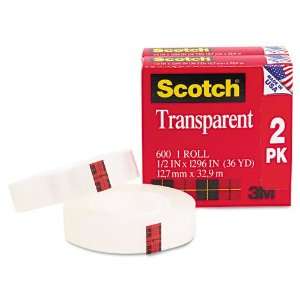  Scotch® Transparent Tape Roll, 1/2 x 1296, Clear 