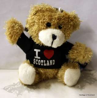 Love Scotland Teddy Bear Keyring Brown Black Red New  