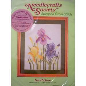 Needlecrafts Society Stamped Cross Stitch Iris Picture Finished Size 