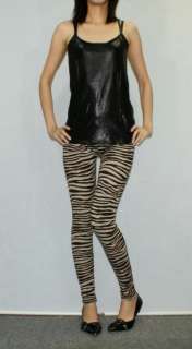 Brown zebra print leggings tights pants rock pt351 M  