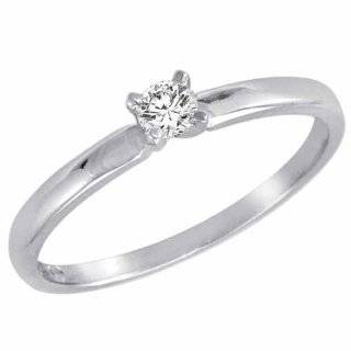 Round Diamond Solitaire Ring in 14K White Gold or Yellow Gold