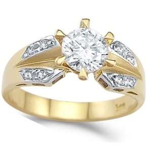 com CZ Engagement Ring 14k Yellow Gold Anniversary Bridal (1.20 Carat 