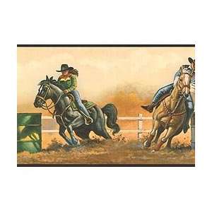  Cowgirl Barrel Racing wallpaper border SINGLE roll 