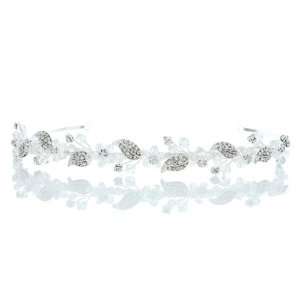  Bridal Wedding Flower Leaf Pattern Rhinestone Crystal Headband 