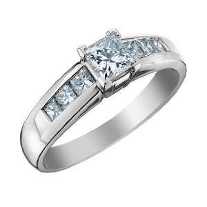   Diamond Engagement Ring 3/4 Carat (ctw) in 14K White Gold , Size 4.5