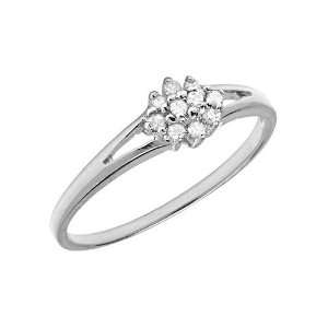  10K White Gold Diamond Cluster Ring (Size 5.5) Jewelry