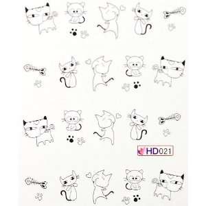 Miao Yun cartoon design lovely cat nail decals water transfer decals 