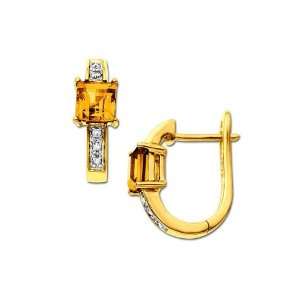  Citrine and Diamond Accent Earrings in 10K Gold Jewelry
