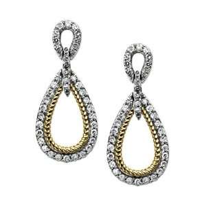  10k Yellow Gold Diamond Framed Tear Drop Earrings Jewelry
