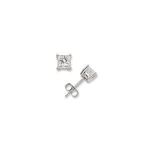 ZALES Princess Cut Diamond Solitaire Stud Earrings in 14K White Gold 3 