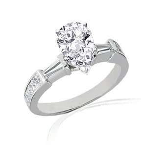 60 Ct Pear Shaped Diamond Engagement Ring Channel Set 14K GOLD SI2 D 