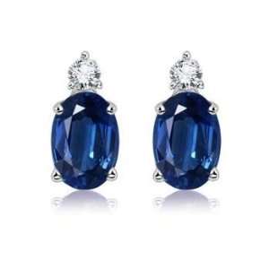    3.62ct Sapphire & Vs Diamond Stud Earrings 14k Gold Jewelry