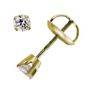  Solitaire Stud Diamond Earrings 1/4 ctw in 14K Yellow Gold 