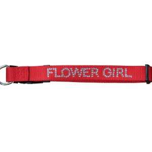    Red Flower Girl Rhinestone Dog Collar   Up to 24