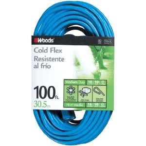   Cold Flexible SJTW Extension Cord, Blue, 100 Foot