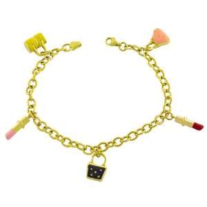    10 Karat Yellow Gold Enamel Charm Bracelet (7 Inch) Jewelry