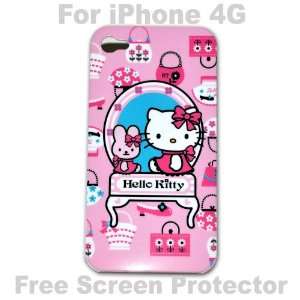  Hello Kitty Case Hard Case Cover for Iphone 4g   C + Free 