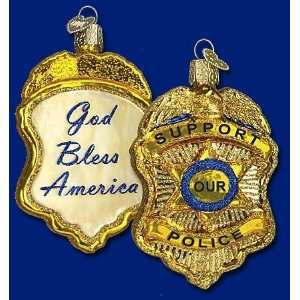  Old World Christmas Police badge ornament glass decoration 