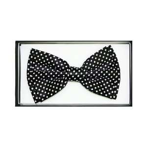  White Polka Dots Black Bow Tie