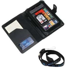 Wallet PU Leather Texture Protector Cover Case + Black Universal Neck 