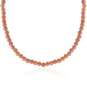  4mm Round Orange Agate Bead Necklace, 50 Jewelry