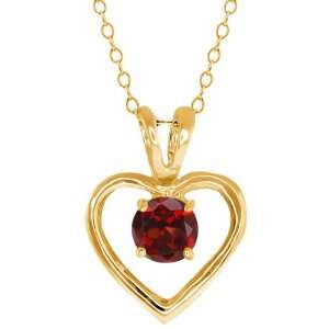   00 Ct Round Red Garnet Gold Plated Sterling Silver Pendant Jewelry