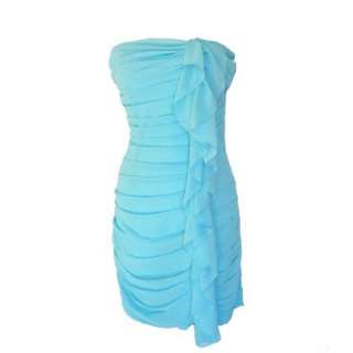  GUESS Pastel Blue Ruched Chiffon Cocktail Dress PASTEL 