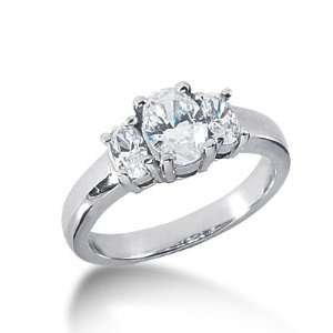  1.25 Ct Diamond Engagement Ring Oval Prong Three Stone 14k 