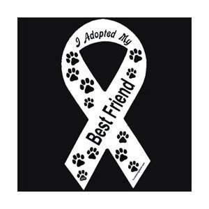  I Adopted My Best Friend White Ribbon Magnet