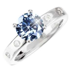   14K White Gold Ring with Fancy Blue Diamond 1/2 carat Brilliant cut