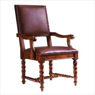 Stanley Furniture Santa Barbara Barley Twist Leg Leather Arm Chair in 