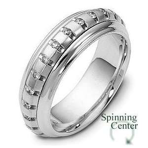Designer 14 Karat White Gold Unique SPINNING Diamond Anniversary Ring 