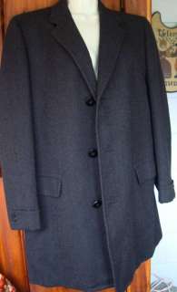 Vintage 1940 1950s Mens Griffon Herringbone Nuricks Black Wool Coat 44 