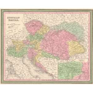  Mitchell 1850 Antique Map of the Austrian Empire Kitchen 