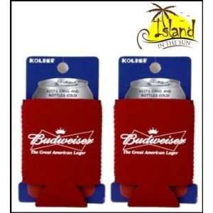  (2) Budweiser Bow Tie Logo Beer Can Koozies Cooler Sports 