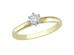      14KY 1/4ctw round solitaire diamond, G H I1 I2, six claw ring