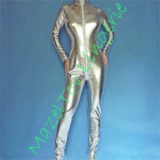   Silver Catsuit Bodysuit 60s 70s 80s Disco Fancy Costume M L XL XXL