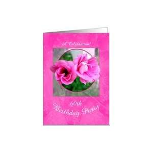  60th Birthday Party Invitations Pretty Pink Flowers Card 