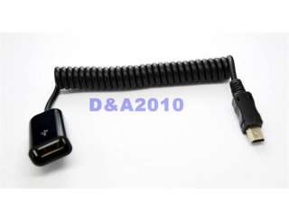   USB 2.0 A Female to Mini USB B 5Pin Male Spiral cable adapter cord