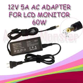 12 Volt 5 Amp (12V 5A) DC Supply AC Power Adapter LCD  