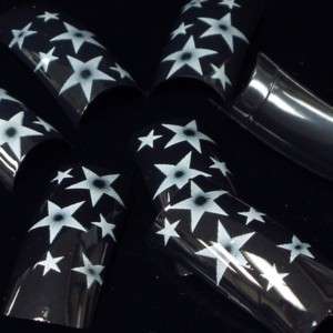 100 False French Acrylic Nail Tips White Star  